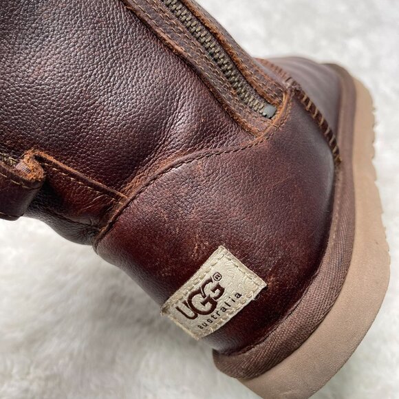 UGG #1008580 Women's Brown Classic Mini Double Zip Leather Boot Shoes Size 9 US - Picture 14 of 15